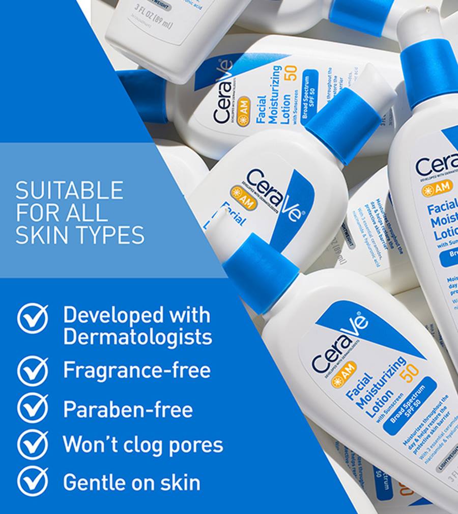 CeraVe AM Facial Moisturising Lotion 52ml SPF50